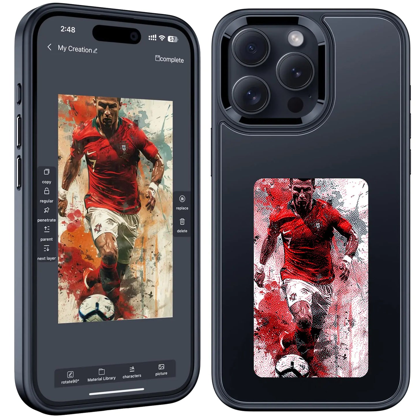 kosprie E Ink Phone CaseSmart DIY 3-Color Electronic Ink Screen Phone CaseCan Display Image 3.5inch On Ink Phone CaseSmart NFC Phone Case Photo for iPhone 15 PRO (Black)