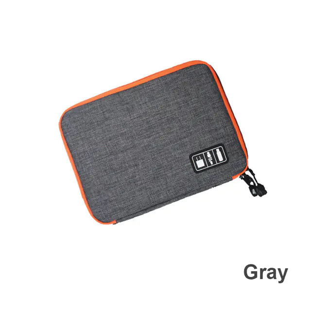 Compact Double-Layer Gadget Organizer Bag