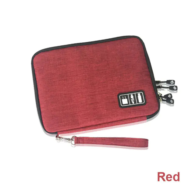 Compact Double-Layer Gadget Organizer Bag