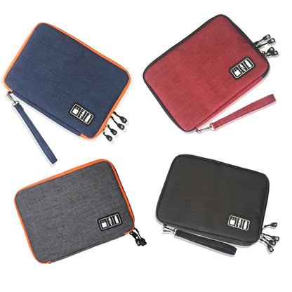 Compact Double-Layer Gadget Organizer Bag