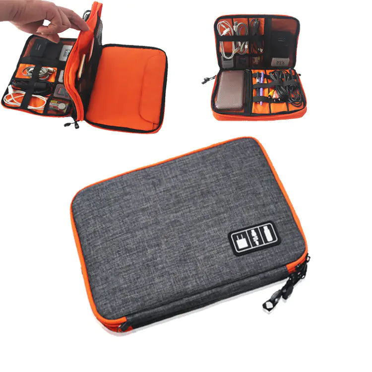 Compact Double-Layer Gadget Organizer Bag