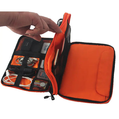 Compact Double-Layer Gadget Organizer Bag