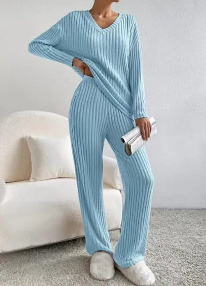 Autumn Ribbed Knit Lounge Duo
