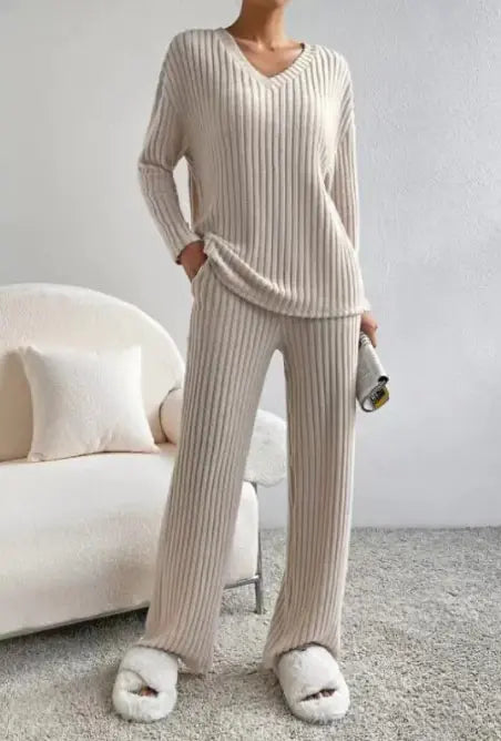 Autumn Ribbed Knit Lounge Duo